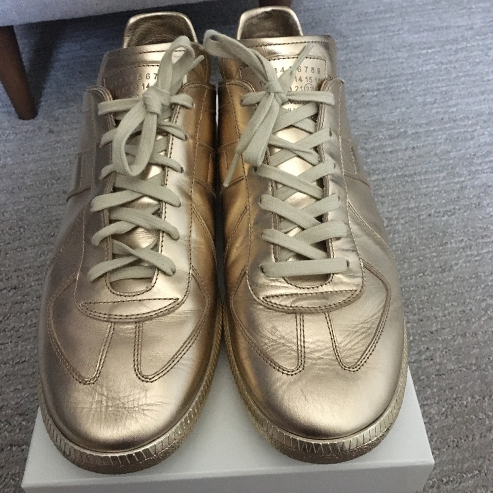 Gently worn stylish sneakers.